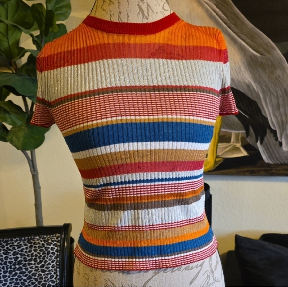 rag & bone Tops - rag & bone Orange Red Ribbed Fitted T-Shirt Stretchy